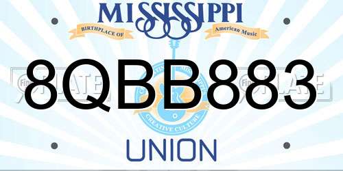 8QBB883 Mississippi License Plate