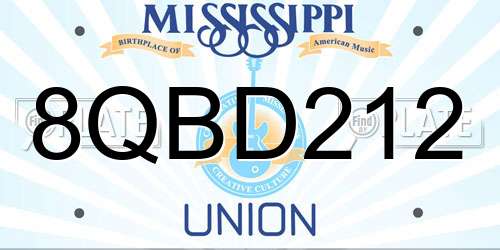 8QBD212 Mississippi License Plate