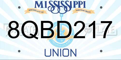 8QBD217 Mississippi License Plate