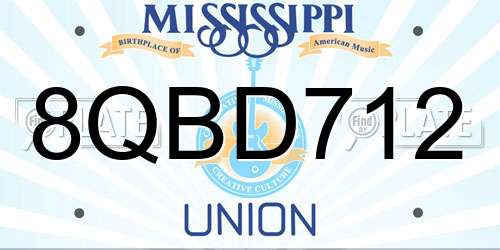 8QBD712 Mississippi License Plate