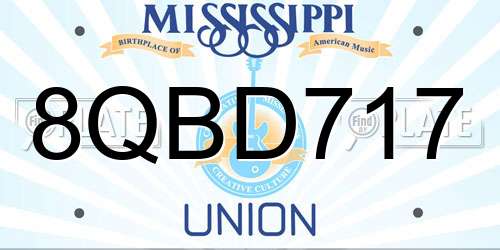 8QBD717 Mississippi License Plate