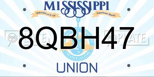 8QBH47 Mississippi License Plate