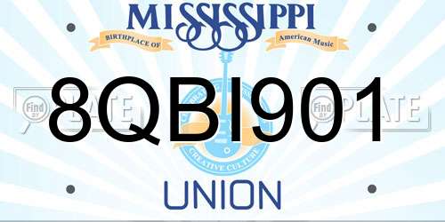 8QBI901 Mississippi License Plate