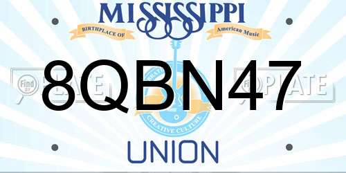 8QBN47 Mississippi License Plate