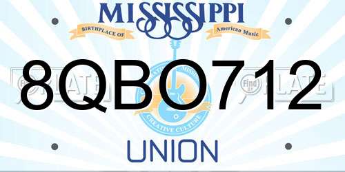 8QBO712 Mississippi License Plate