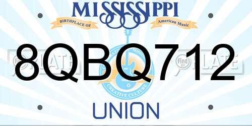 8QBQ712 Mississippi License Plate