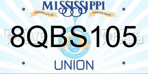 8QBS105 Mississippi License Plate