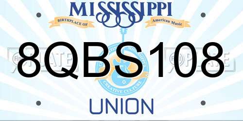 8QBS108 Mississippi License Plate