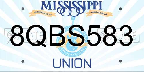 8QBS583 Mississippi License Plate