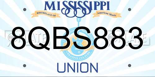 8QBS883 Mississippi License Plate