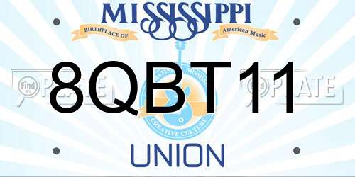 8QBT11 Mississippi License Plate
