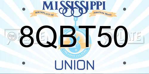 8QBT50 Mississippi License Plate