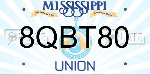 8QBT80 Mississippi License Plate