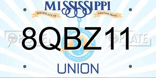8QBZ11 Mississippi License Plate