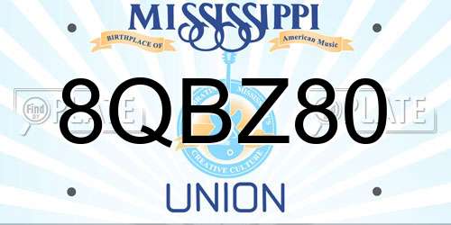 8QBZ80 Mississippi License Plate