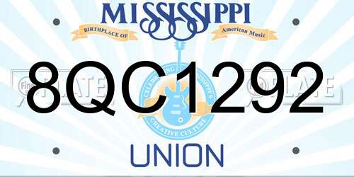 8QC1292 Mississippi License Plate