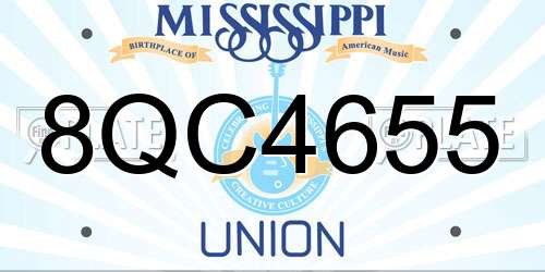 8QC4655 Mississippi License Plate