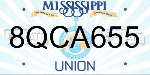 8QCA655 Mississippi License Plate