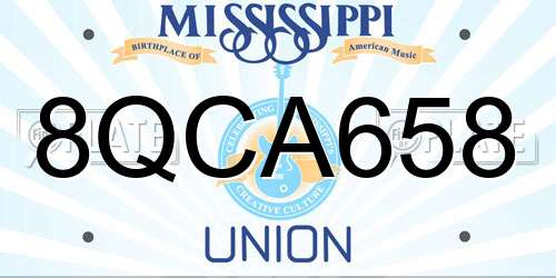 8QCA658 Mississippi License Plate
