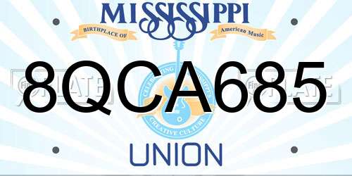 8QCA685 Mississippi License Plate