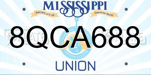 8QCA688 Mississippi License Plate