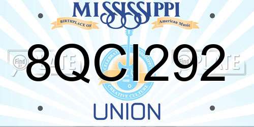 8QCI292 Mississippi License Plate