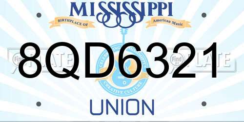 8QD6321 Mississippi License Plate
