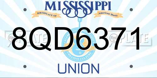 8QD6371 Mississippi License Plate