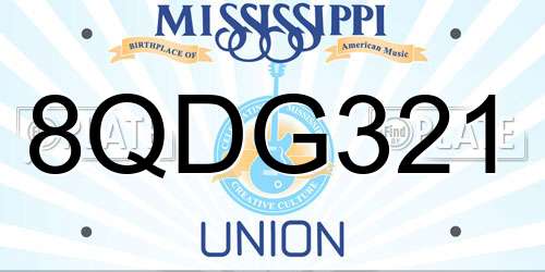 8QDG321 Mississippi License Plate