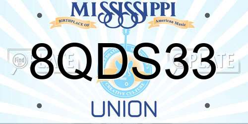 8QDS33 Mississippi License Plate