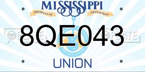 8QE043 Mississippi License Plate