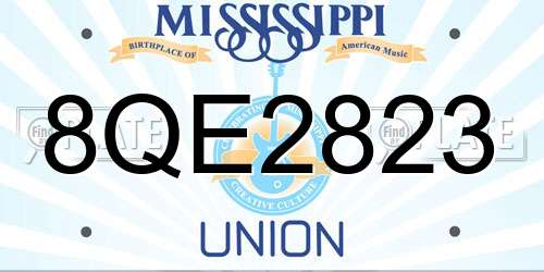 8QE2823 Mississippi License Plate