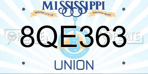 8QE363 Mississippi License Plate