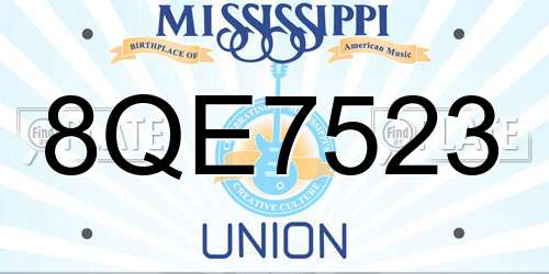 8QE7523 Mississippi License Plate