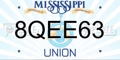 8QEE63 Mississippi License Plate