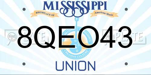 8QEO43 Mississippi License Plate