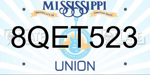 8QET523 Mississippi License Plate