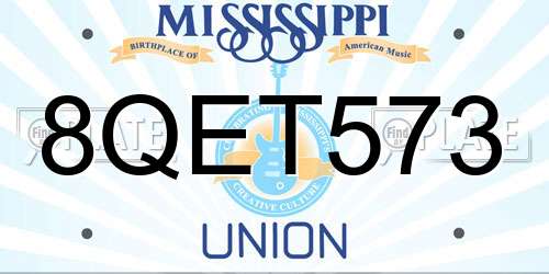 8QET573 Mississippi License Plate