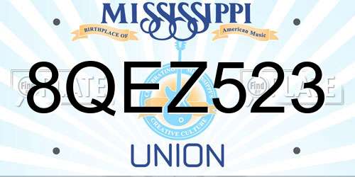 8QEZ523 Mississippi License Plate