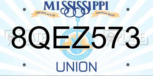 8QEZ573 Mississippi License Plate