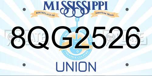 8QG2526 Mississippi License Plate