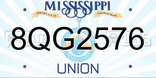 8QG2576 Mississippi License Plate