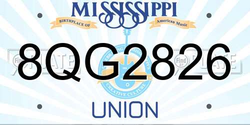 8QG2826 Mississippi License Plate