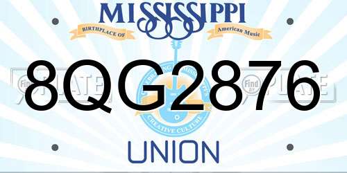 8QG2876 Mississippi License Plate
