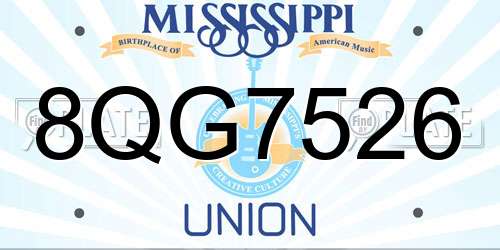 8QG7526 Mississippi License Plate