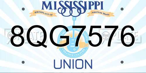 8QG7576 Mississippi License Plate