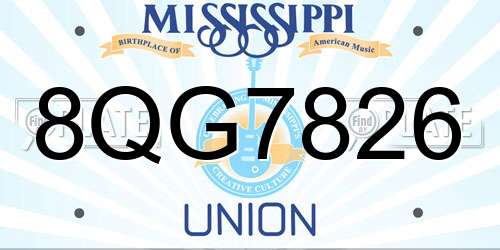 8QG7826 Mississippi License Plate