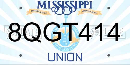8QGT414 Mississippi License Plate