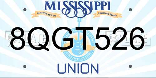 8QGT526 Mississippi License Plate