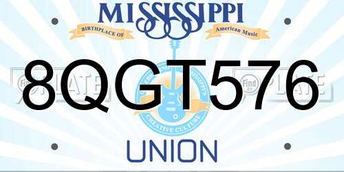 8QGT576 Mississippi License Plate